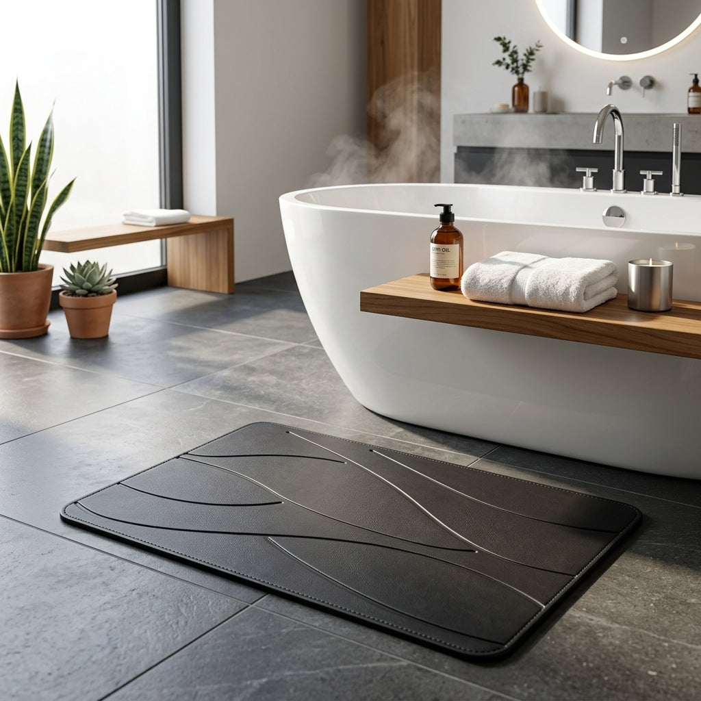 Tapis de bain en pierre de diatomite - absorption instantanée