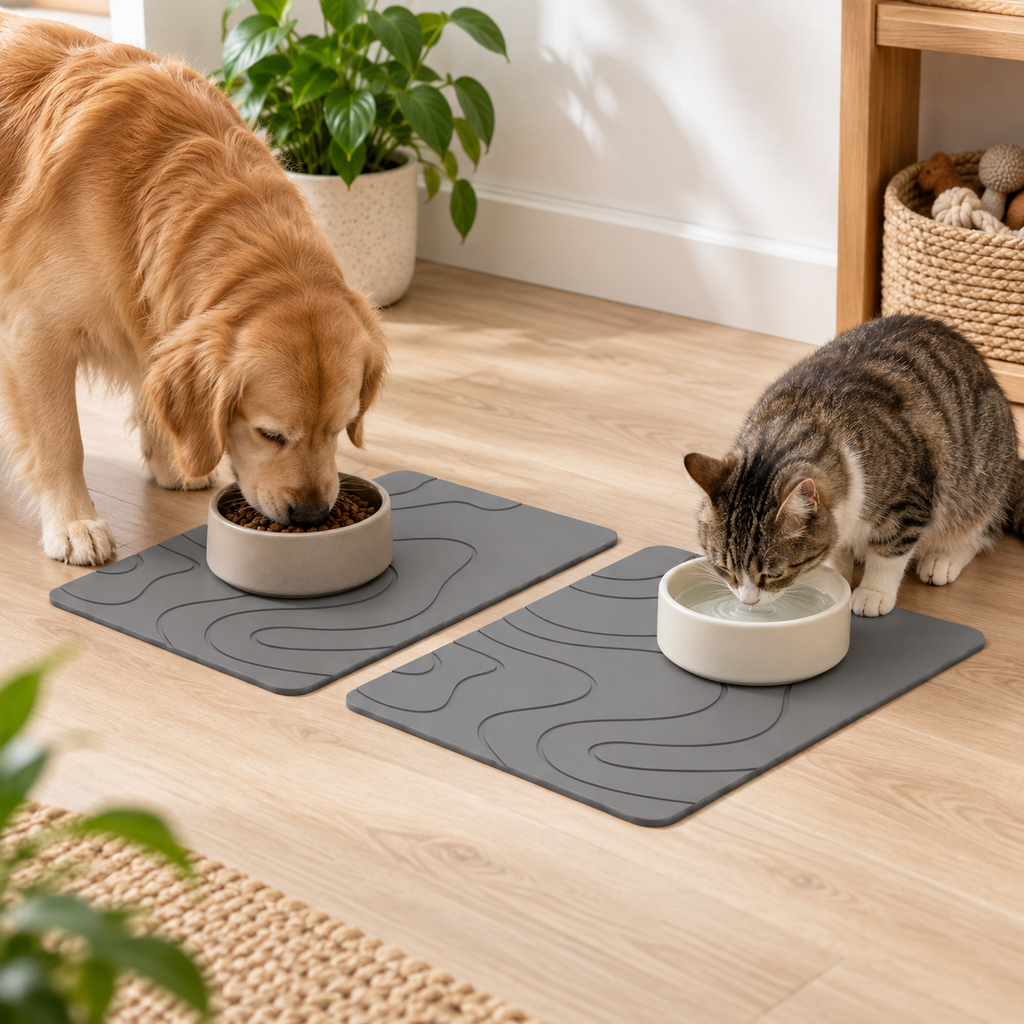 Lot De 2 Tapis Diatomite Pour Animaux – Gris / 30x40cm, Gris / 35x45cm, Gris / 40x60cm dans un intérieur chaleureux avec u…