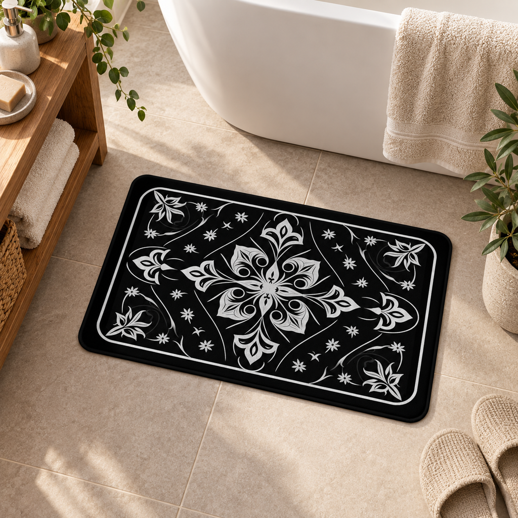 Tapis Salle De Bain Baroque – Fleur Baroque / 40cmx60cm, Fleur Baroque / 50cmx80cm dans une ambiance spa